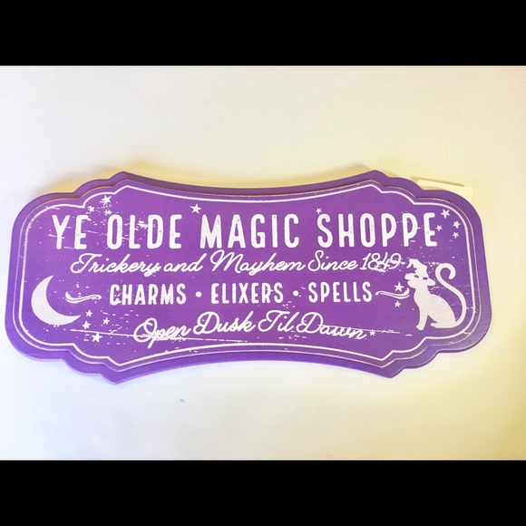 Purple Halloween Olde Magic Shoppe Wood Sign Witch - Picture 12 of 12